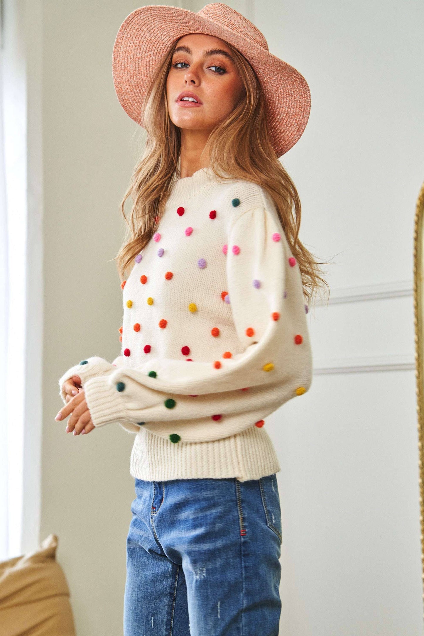 Multicolor Pom Pom Sweater
