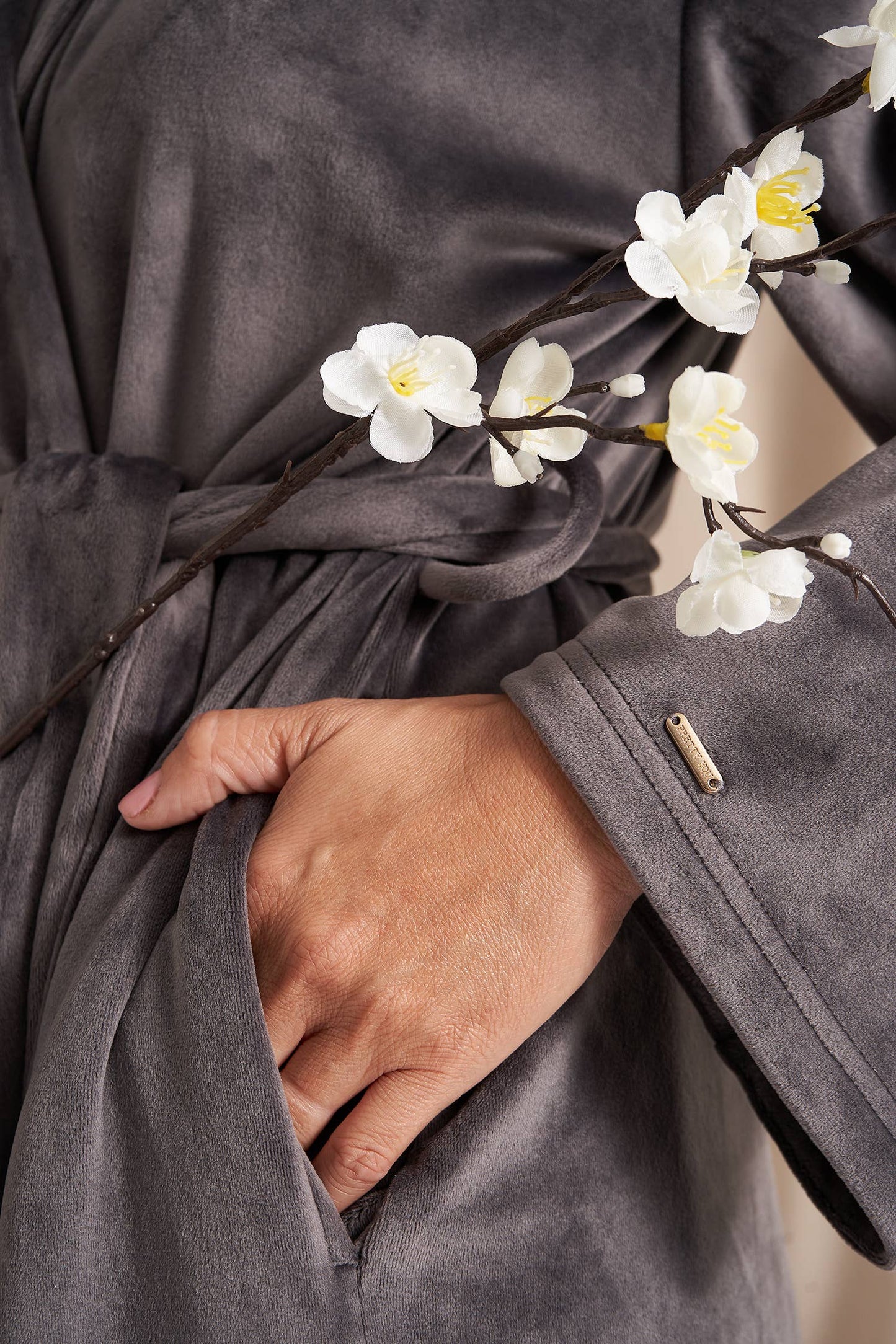 Velour Longline Robe: Raven
