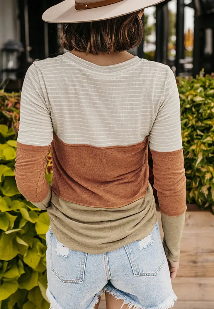 Striped Color Block Henley