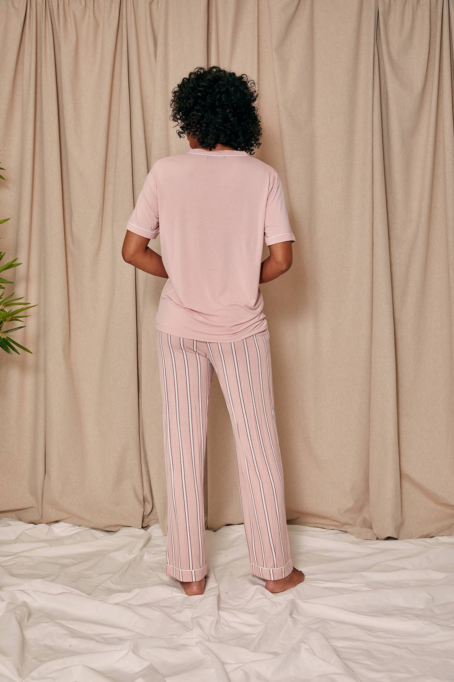 Bamboo Tee and Trouser Set : Blush Stripe