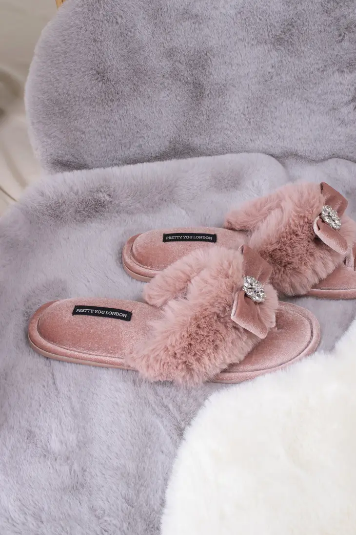 Pink Embellished Slippers