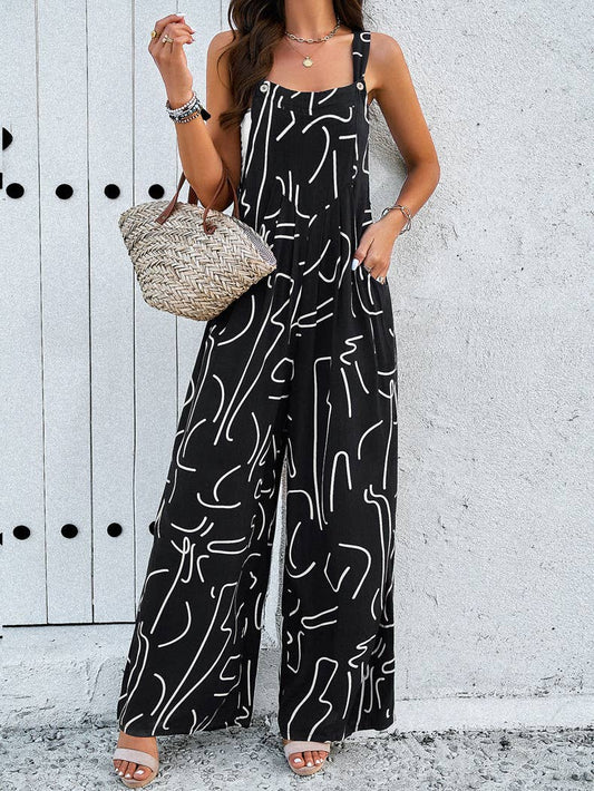 Abstract Black Jumpsuit