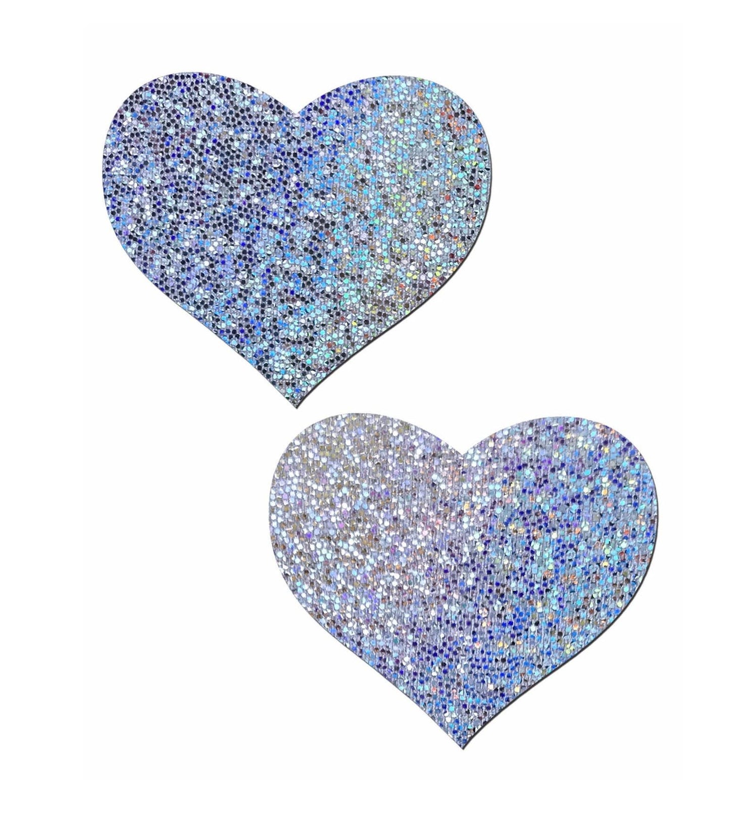 Silver Glitter Hearts Nipple Pasties