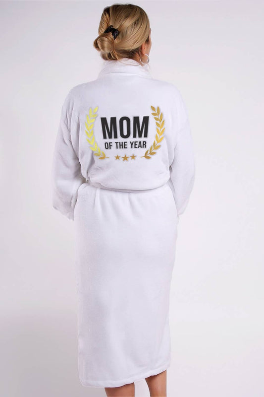 LUXE PLUSH ROBE - Mom of the year (White)