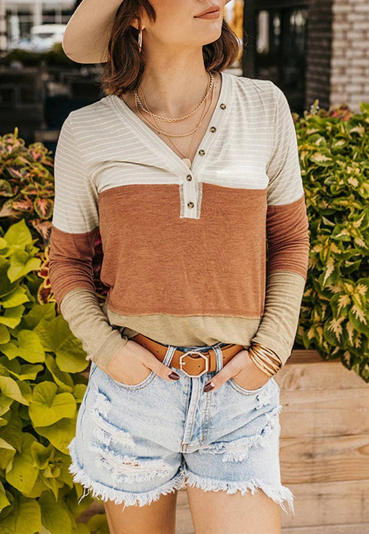 Striped Color Block Henley