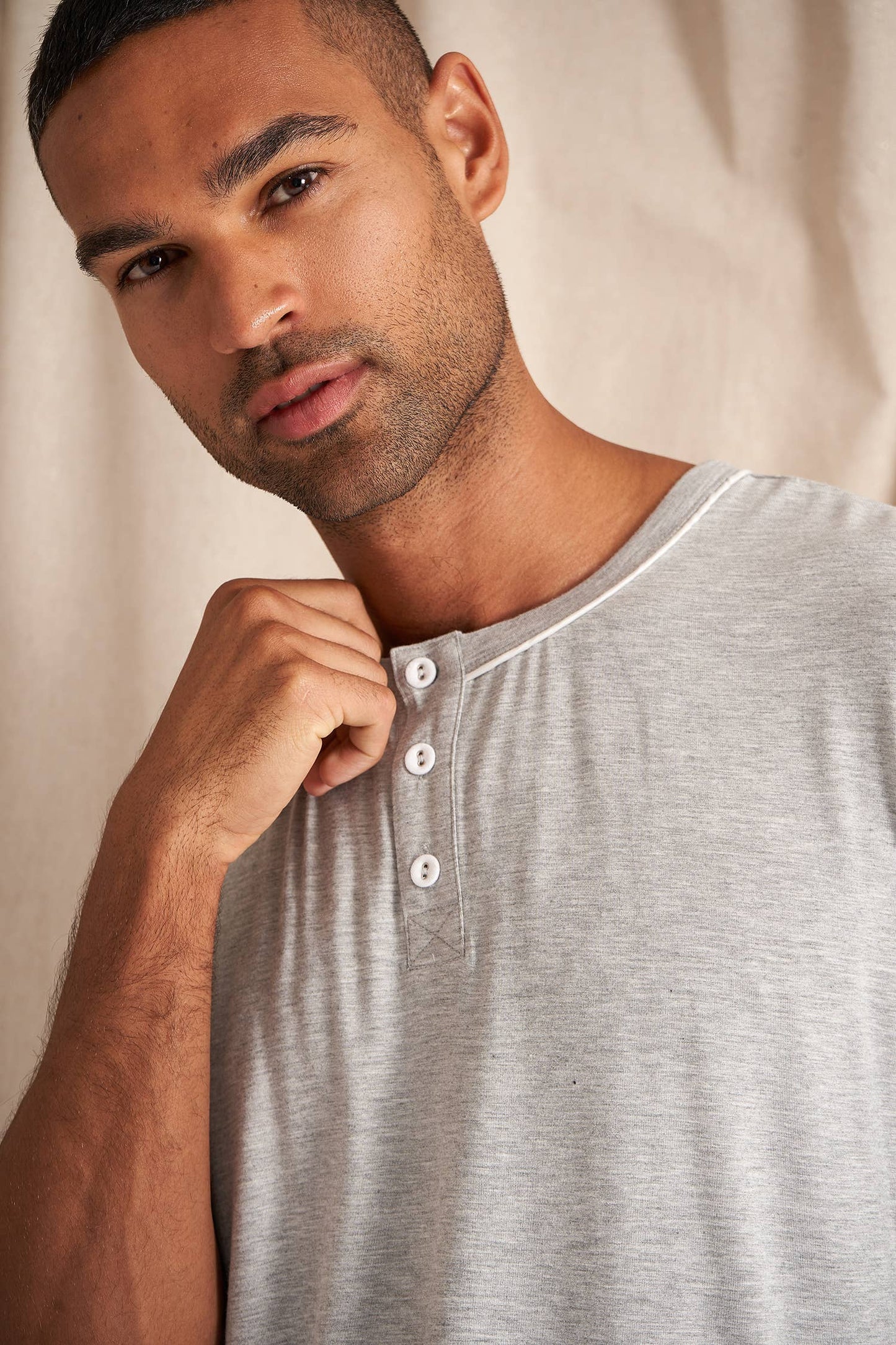 Mister You Bamboo Short Pajama Set: Grey Marl