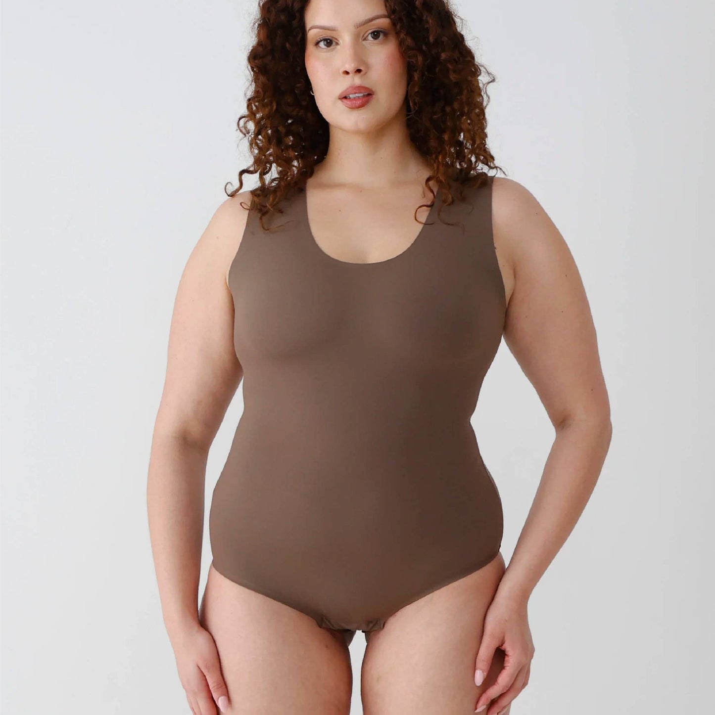 Sleeveless Scoop Neck Bodysuit - Mocha