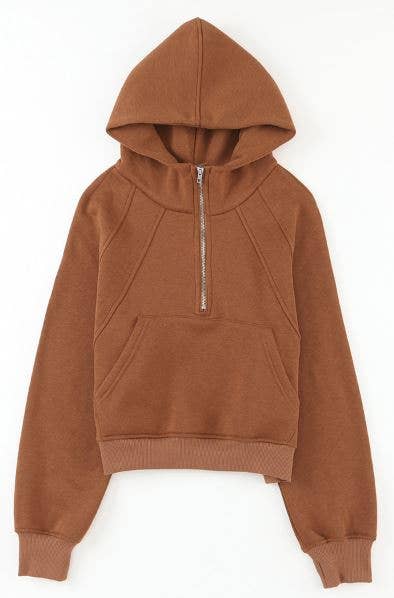 Quarter Zip Brown Hoodie