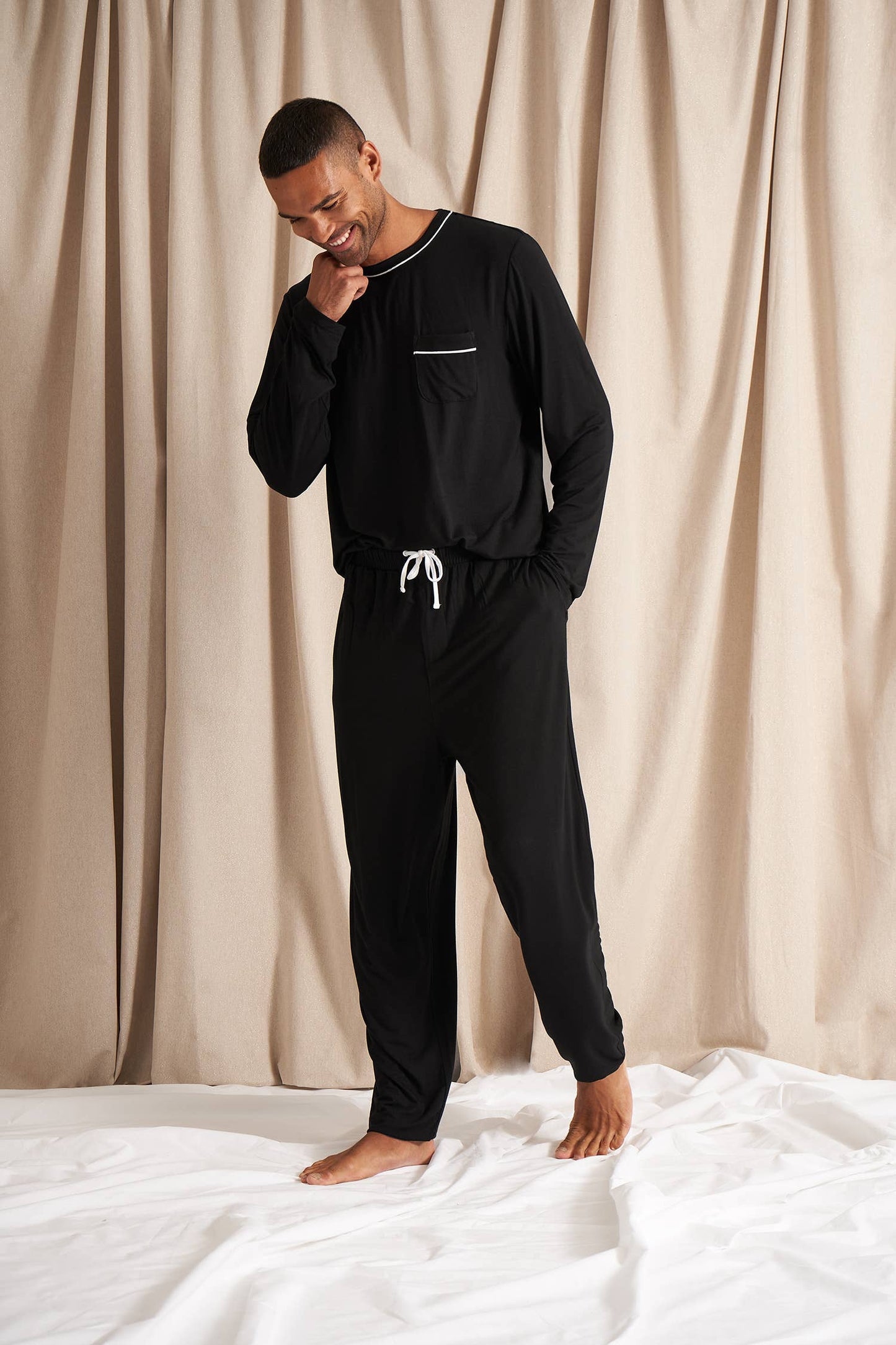 Mister You Bamboo Pajama Set: Black