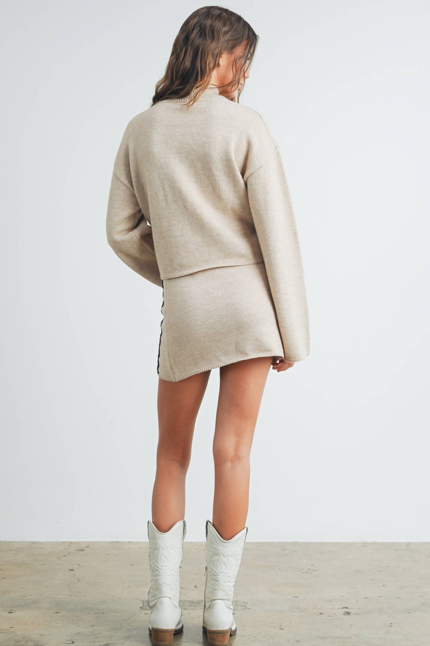 Wavy Stripe Turtleneck Sweater