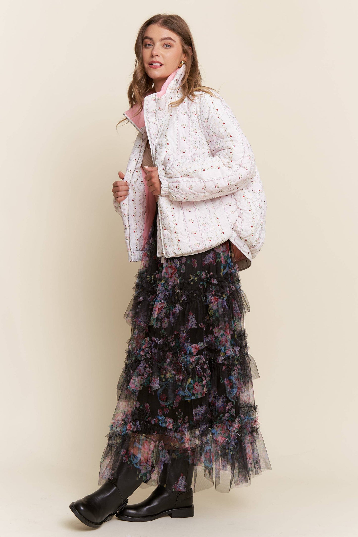 Floral Print Padded Jacket