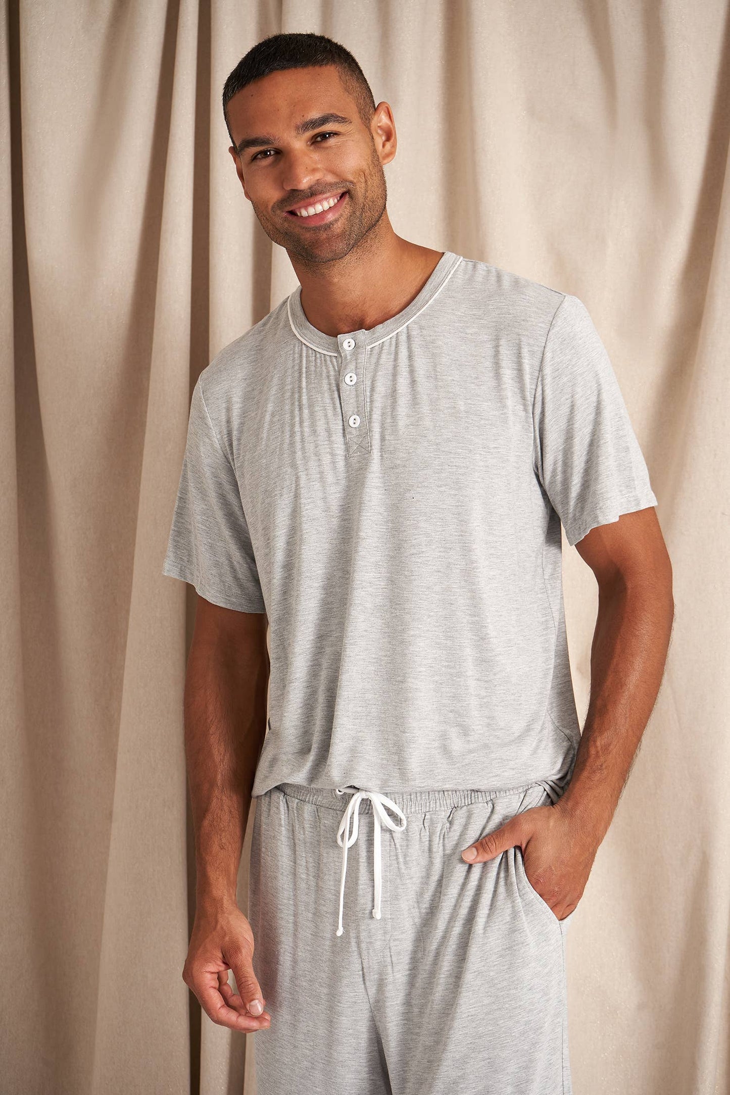 Mister You Bamboo Short Pajama Set: Grey Marl