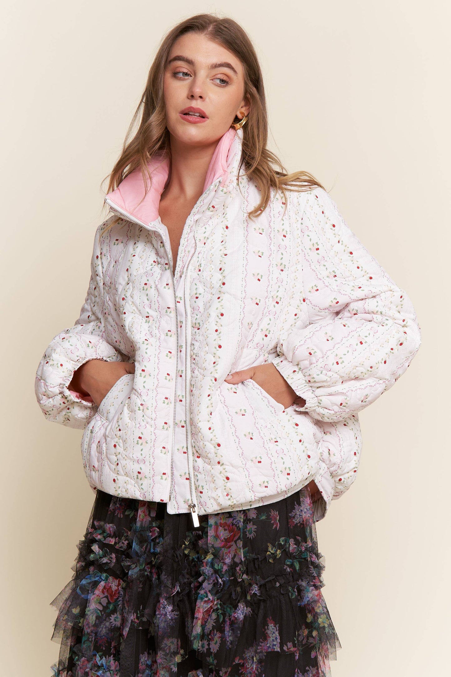 Floral Print Padded Jacket