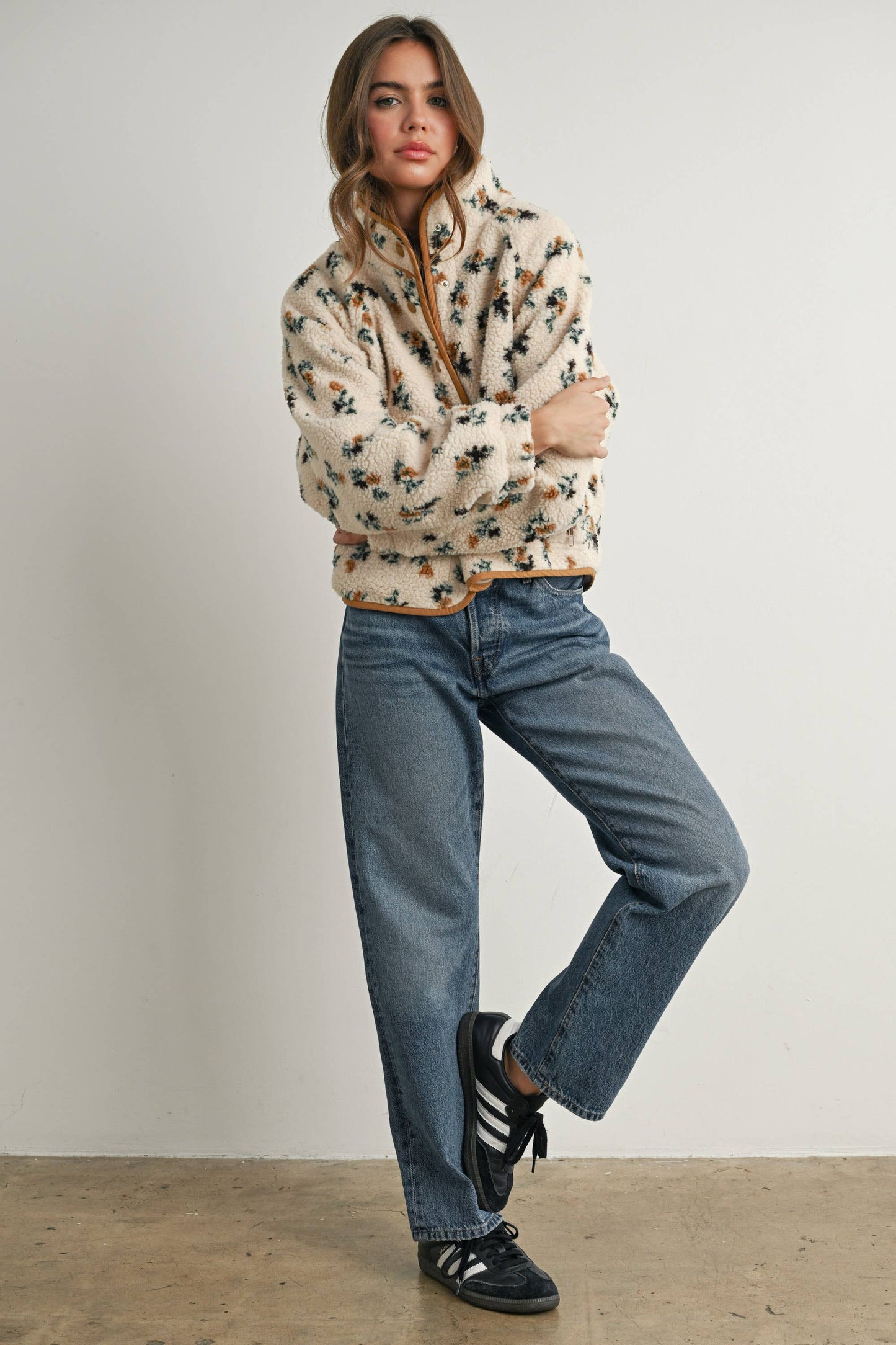 Floral Print Fleece Jacket