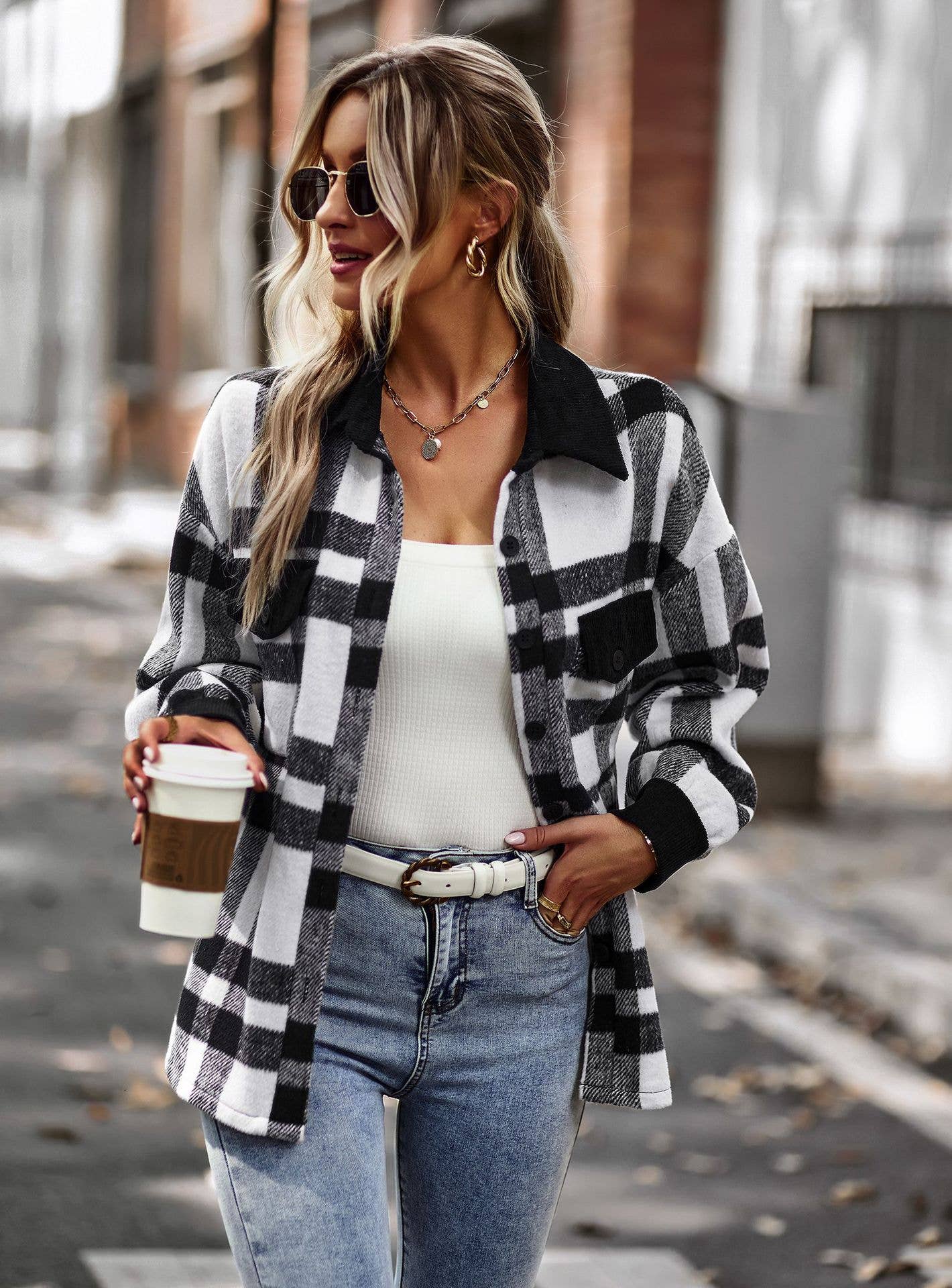 Black Plaid Button Down