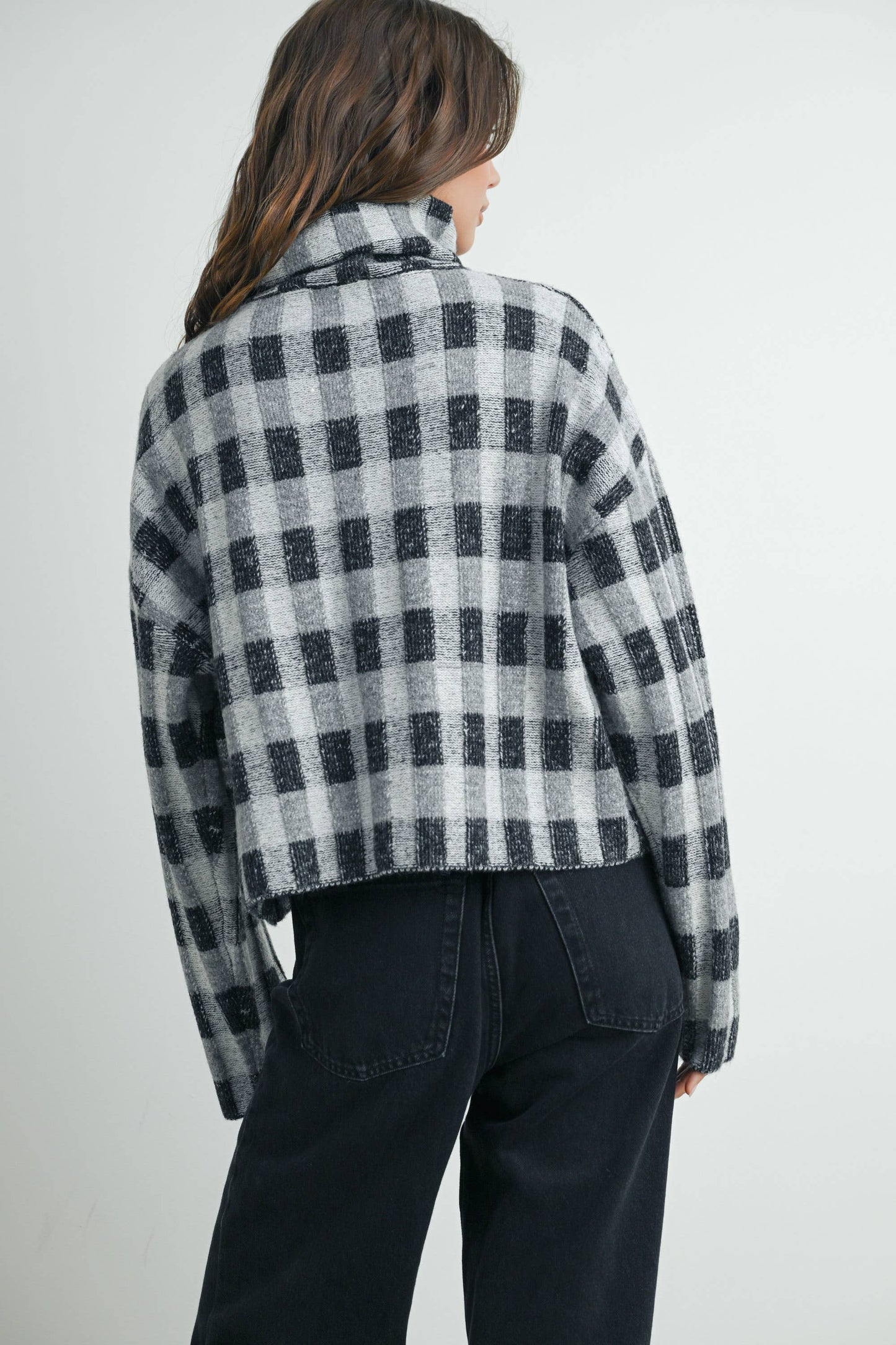 Fall Check Turtleneck Sweater