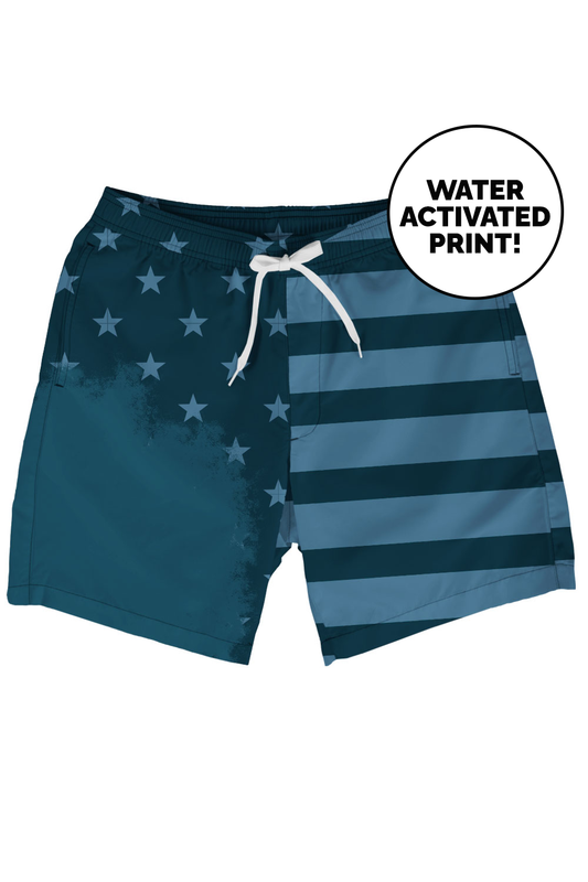 Men's American Flag Color Changing Swim Trunks