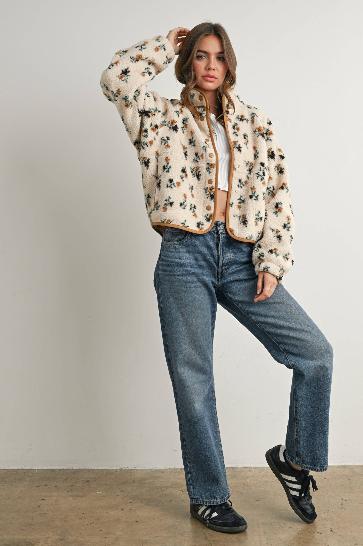 Floral Print Fleece Jacket