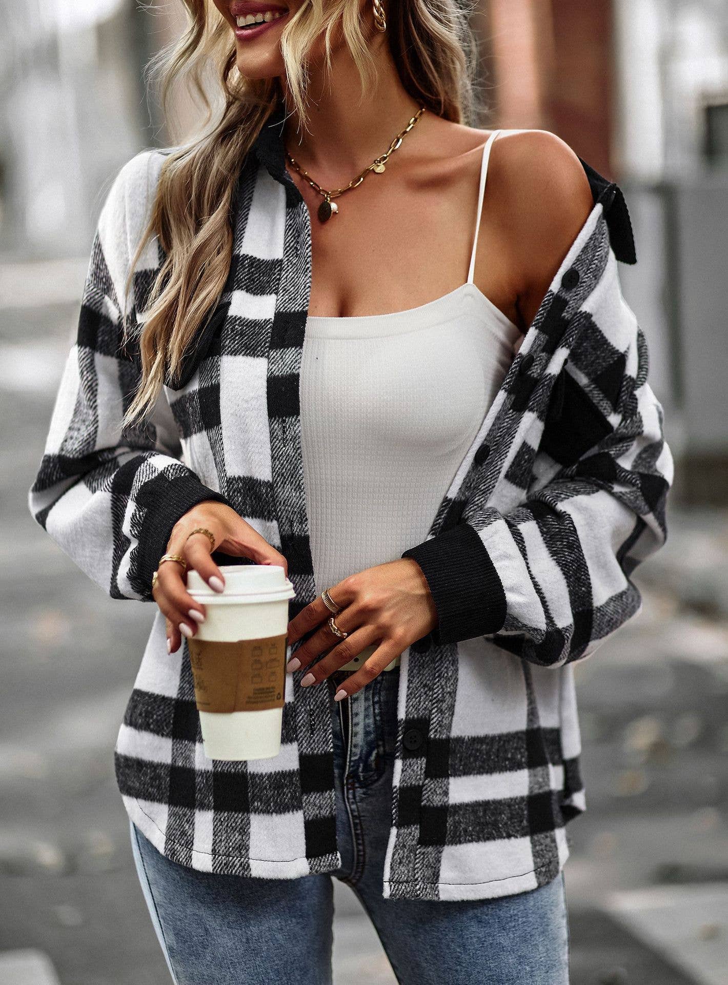 Black Plaid Button Down