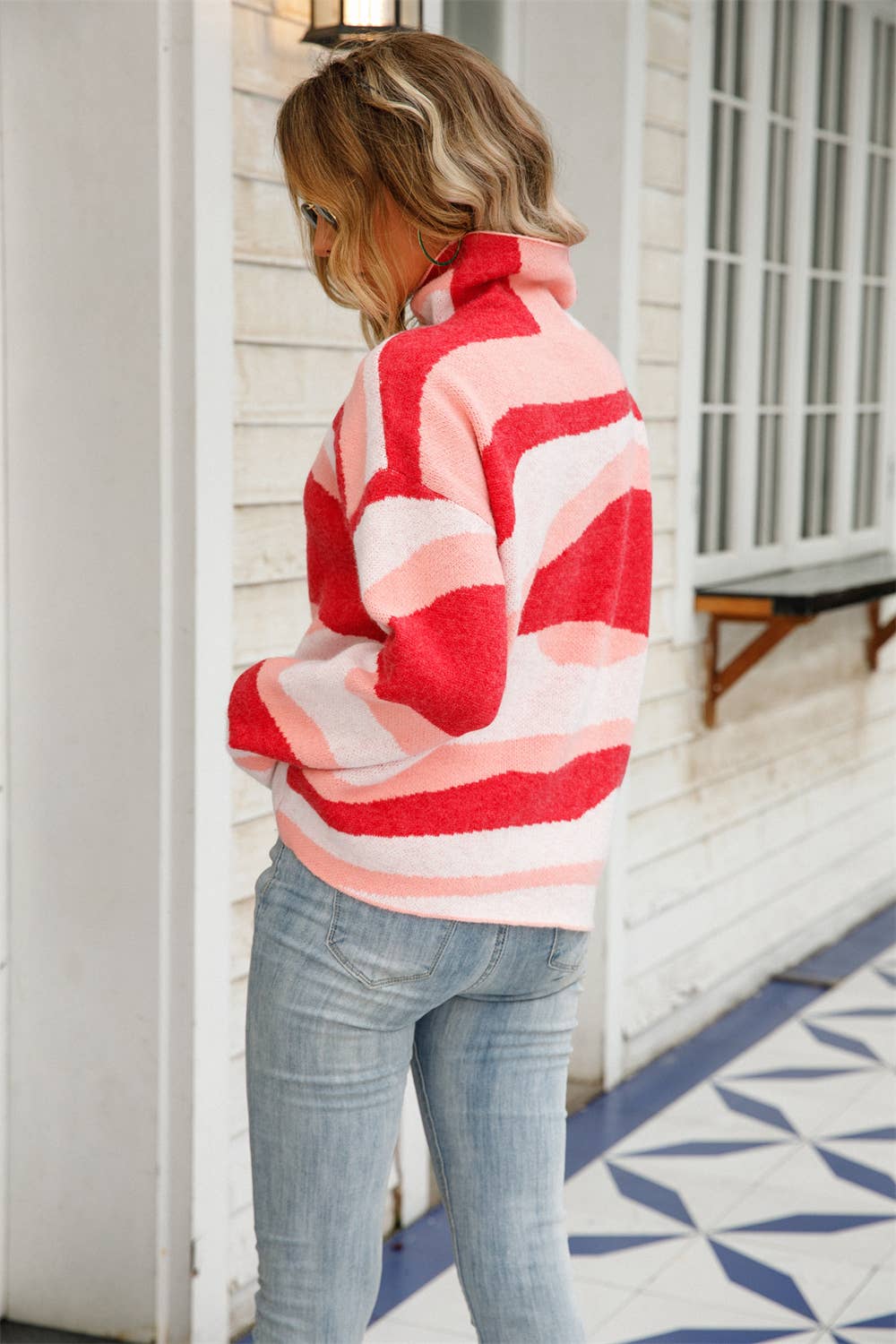 Abstract Knit Sweater Pink