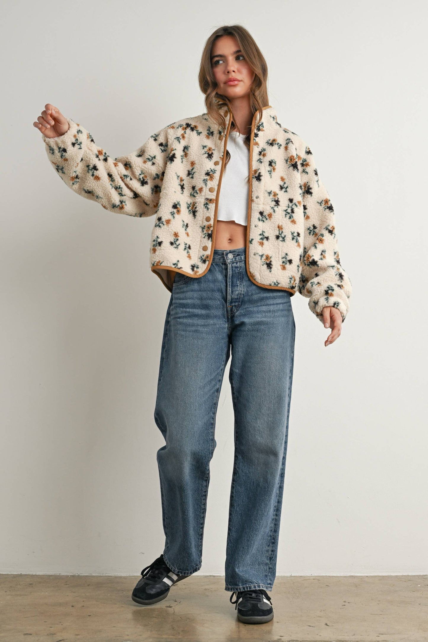 Floral Print Fleece Jacket