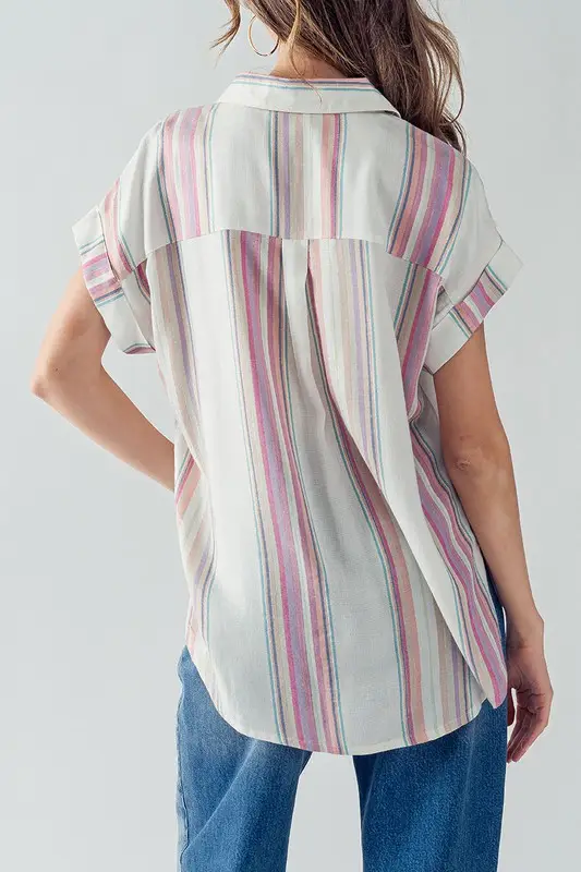 Maeve Button Down - Pink Multi