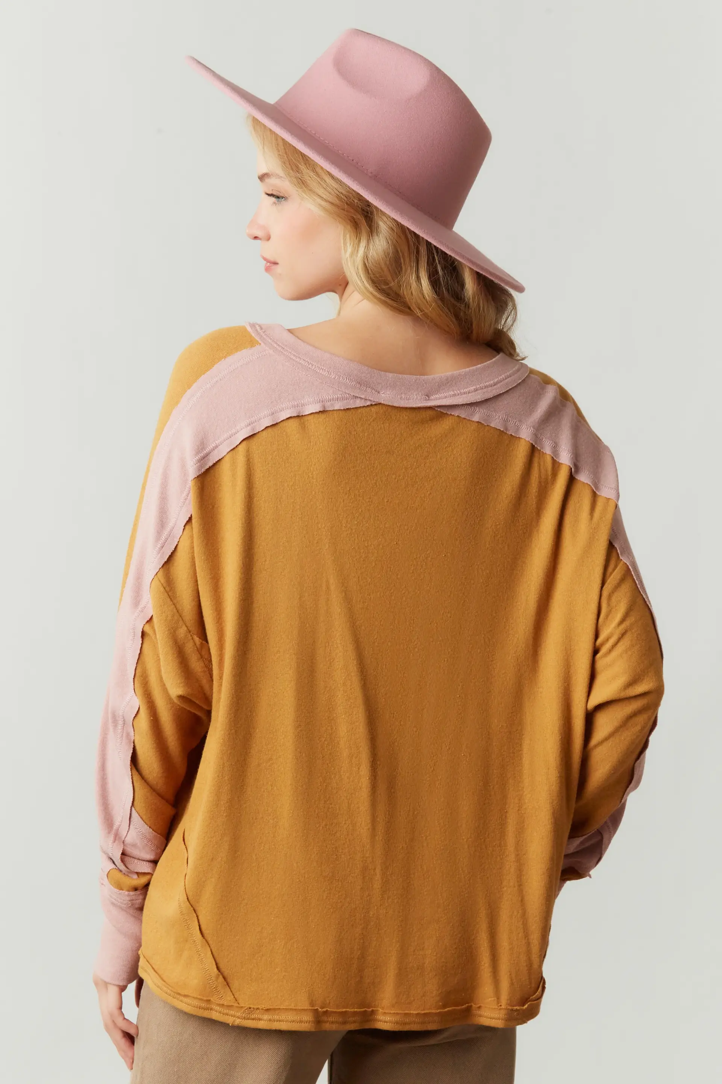 Mustard Pink Color Block L/S