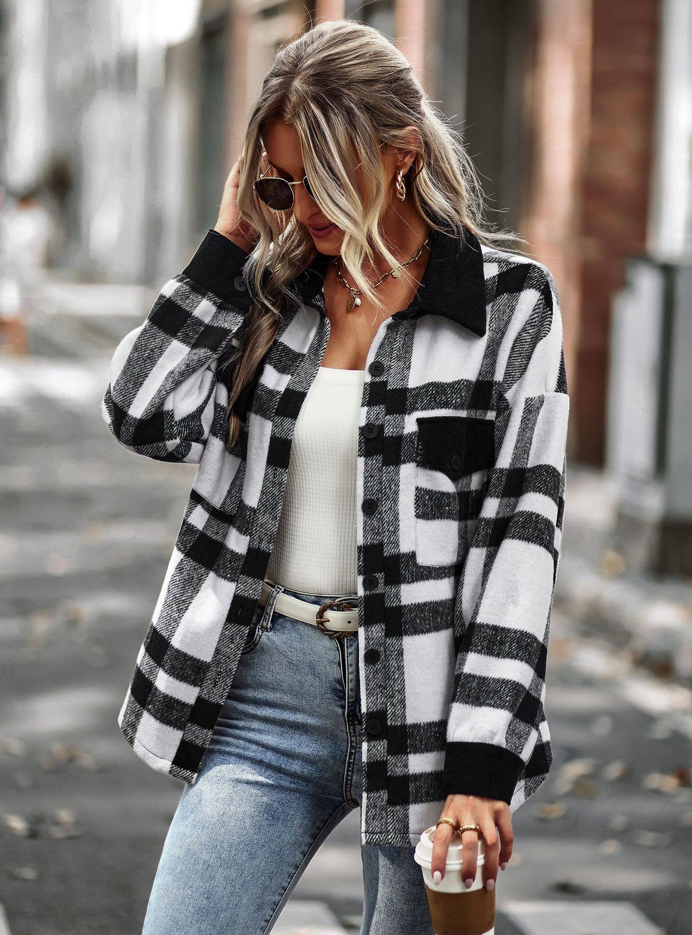 Black Plaid Button Down