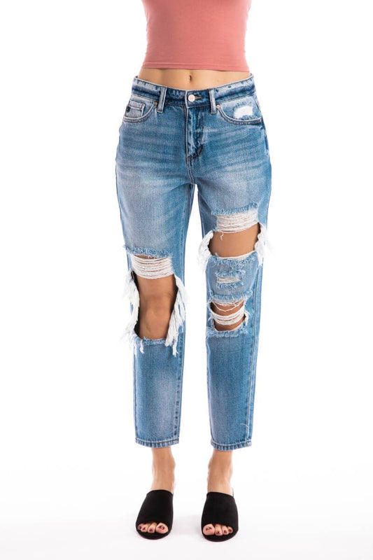 Distressed Boyfriend Denim