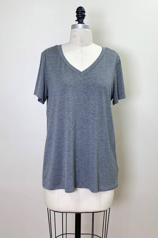 Classic V Neck T-Shirt Grey