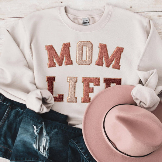 Faux Embroidery Mom Life Fleece